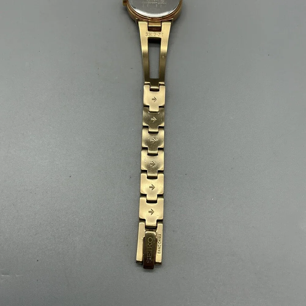 Seiko 1N00-0GN0 Womens Watch 20mm Gold Tone Bracelet New Battery 7.25